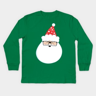 Laughing Santa Wearing Glasses Kids Long Sleeve T-Shirt